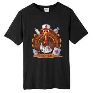 Turkey Nurse Stethoscope Thanksgiving Fall Scrub Top Women Tall Fusion ChromaSoft Performance T-Shirt