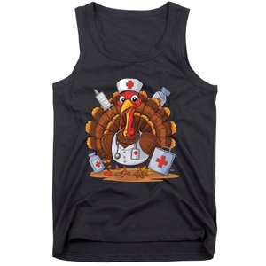 Turkey Nurse Stethoscope Thanksgiving Fall Scrub Top Women Tank Top