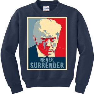 Trump Never Surrender Donald Trump Mugshot 2024 Kids Sweatshirt