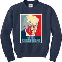 Trump Never Surrender Donald Trump Mugshot 2024 Kids Sweatshirt