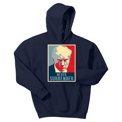 Trump Never Surrender Donald Trump Mugshot 2024 Kids Hoodie