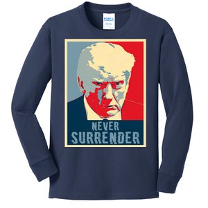 Trump Never Surrender Donald Trump Mugshot 2024 Kids Long Sleeve Shirt