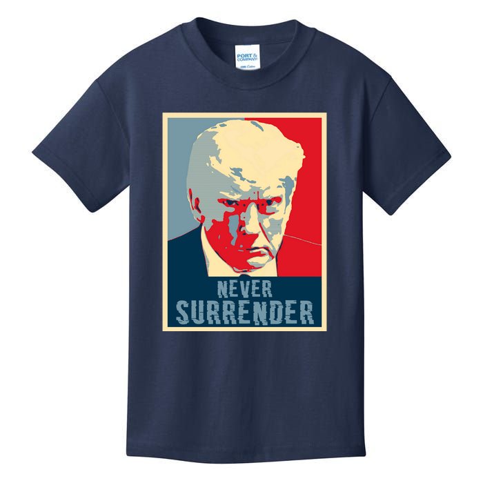 Trump Never Surrender Donald Trump Mugshot 2024 Kids T-Shirt