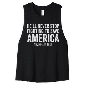 Trump Never Stop Fighting Save America 2024 Women's Racerback Cropped Tank