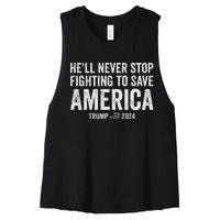 Trump Never Stop Fighting Save America 2024 Women's Racerback Cropped Tank