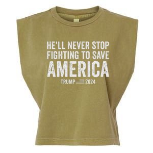 Trump Never Stop Fighting Save America 2024 Garment-Dyed Women's Muscle Tee