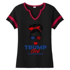 Trump Never Surrender Gift Ladies Halftime Notch Neck Tee