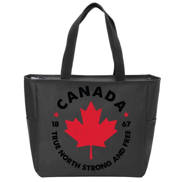 True North Strong And Free Canada Zip Tote Bag