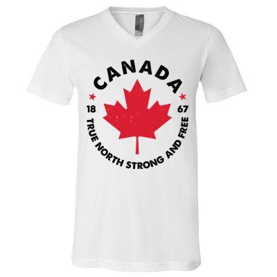 True North Strong And Free Canada V-Neck T-Shirt