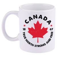 True North Strong And Free Canada 11oz C Handle Ceramic Mug