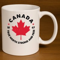 True North Strong And Free Canada 11oz C Handle Ceramic Mug