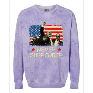 Trump Never Surrender American Flag Pennsylvania Trump Rally Colorblast Crewneck Sweatshirt