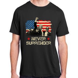 Trump Never Surrender American Flag Pennsylvania Trump Rally Adult ChromaSoft Performance T-Shirt