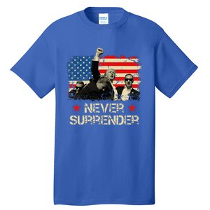 Trump Never Surrender American Flag Pennsylvania Trump Rally Tall T-Shirt