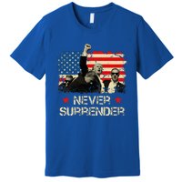 Trump Never Surrender American Flag Pennsylvania Trump Rally Premium T-Shirt