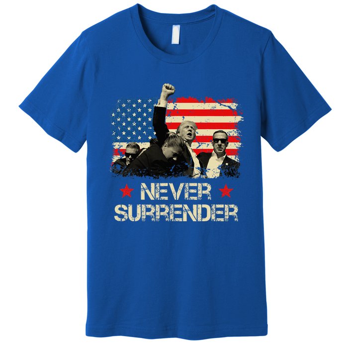 Trump Never Surrender American Flag Pennsylvania Trump Rally Premium T-Shirt