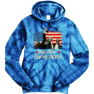 Trump Never Surrender American Flag Pennsylvania Trump Rally Tie Dye Hoodie