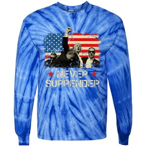 Trump Never Surrender American Flag Pennsylvania Trump Rally Tie-Dye Long Sleeve Shirt