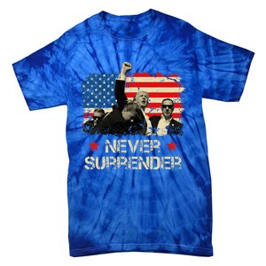 Trump Never Surrender American Flag Pennsylvania Trump Rally Tie-Dye T-Shirt