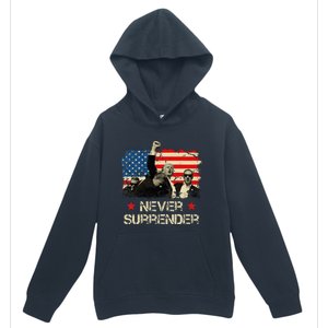 Trump Never Surrender American Flag Pennsylvania Trump Rally Urban Pullover Hoodie