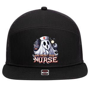 The Night Shift Nurse Spooky Ghost Nurse Halloween Graphic 7 Panel Mesh Trucker Snapback Hat