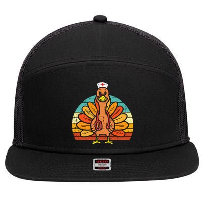 Turkey Nurse Stethoscope Thanksgiving Fall 7 Panel Mesh Trucker Snapback Hat