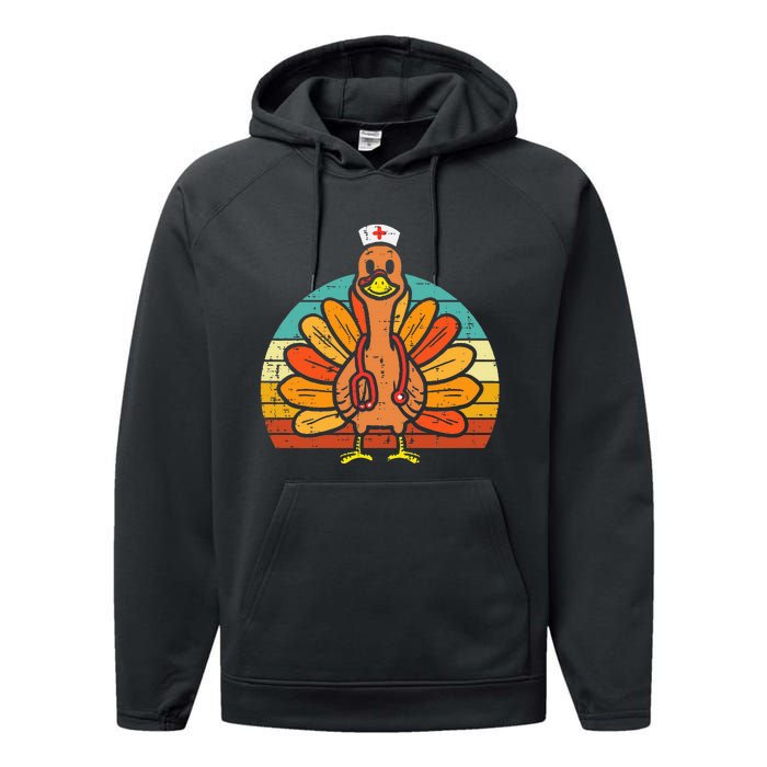 Turkey Nurse Stethoscope Thanksgiving Fall Performance Fleece Hoodie