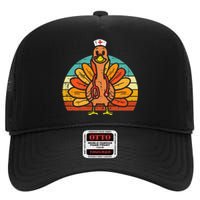 Turkey Nurse Stethoscope Thanksgiving Fall High Crown Mesh Back Trucker Hat