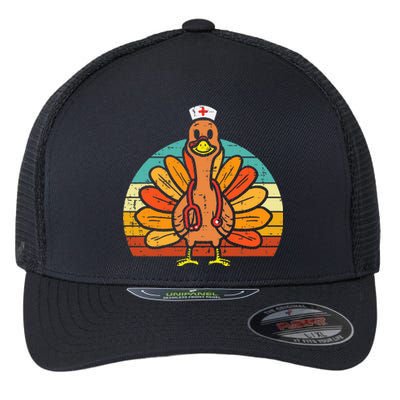 Turkey Nurse Stethoscope Thanksgiving Fall Flexfit Unipanel Trucker Cap