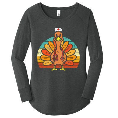 Turkey Nurse Stethoscope Thanksgiving Fall Women's Perfect Tri Tunic Long Sleeve Shirt