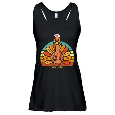 Turkey Nurse Stethoscope Thanksgiving Fall Ladies Essential Flowy Tank