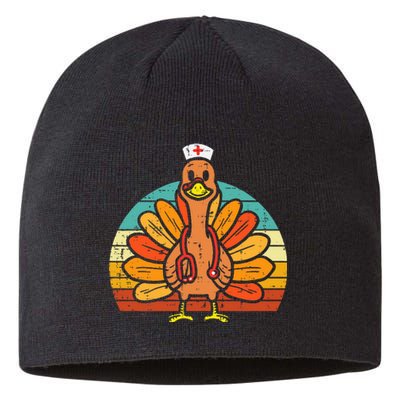 Turkey Nurse Stethoscope Thanksgiving Fall Sustainable Beanie