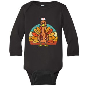 Turkey Nurse Stethoscope Thanksgiving Fall Baby Long Sleeve Bodysuit