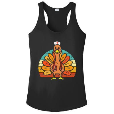 Turkey Nurse Stethoscope Thanksgiving Fall Ladies PosiCharge Competitor Racerback Tank