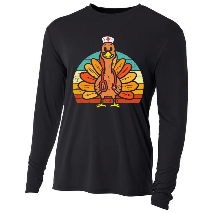 Turkey Nurse Stethoscope Thanksgiving Fall Cooling Performance Long Sleeve Crew