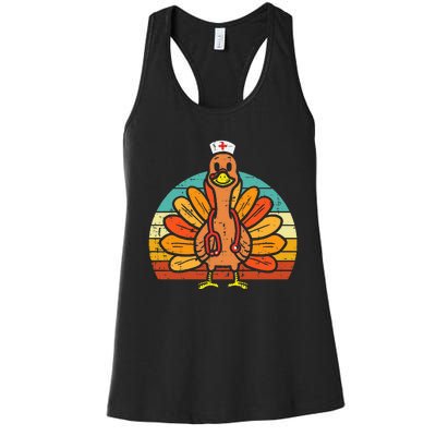 Turkey Nurse Stethoscope Thanksgiving Fall Women's Racerback Tank