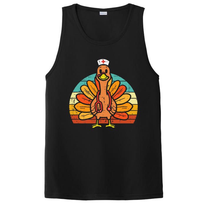 Turkey Nurse Stethoscope Thanksgiving Fall PosiCharge Competitor Tank