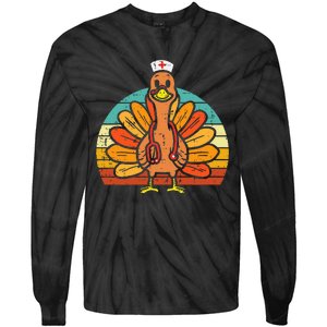 Turkey Nurse Stethoscope Thanksgiving Fall Tie-Dye Long Sleeve Shirt