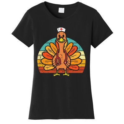 Turkey Nurse Stethoscope Thanksgiving Fall Women's T-Shirt