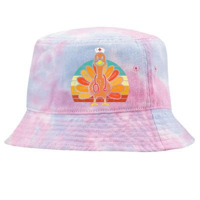 Turkey Nurse Stethoscope Thanksgiving Fall Tie-Dyed Bucket Hat