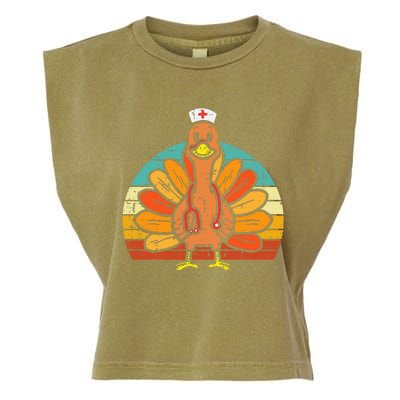 Turkey Nurse Stethoscope Thanksgiving Fall Garment-Dyed Women's Muscle Tee