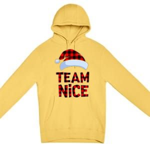 Team Nice Santa Red Plaid Claus Christmas Pajama For Family  Premium Pullover Hoodie