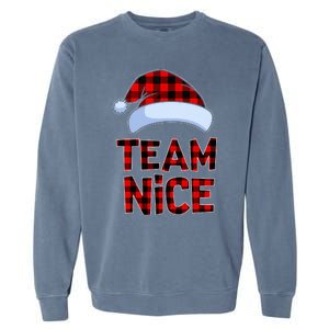 Team Nice Santa Red Plaid Claus Christmas Pajama For Family  Garment-Dyed Sweatshirt