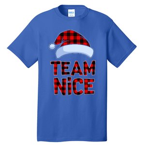 Team Nice Santa Red Plaid Claus Christmas Pajama For Family  Tall T-Shirt