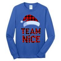 Team Nice Santa Red Plaid Claus Christmas Pajama For Family  Tall Long Sleeve T-Shirt