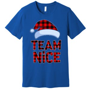 Team Nice Santa Red Plaid Claus Christmas Pajama For Family  Premium T-Shirt