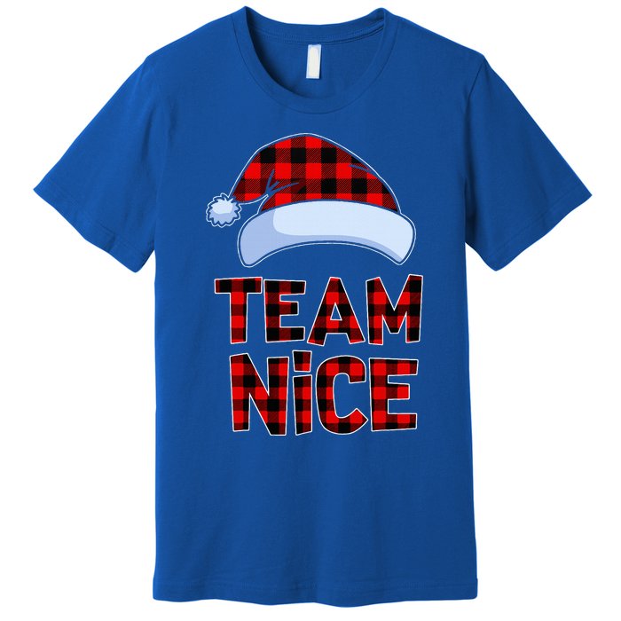 Team Nice Santa Red Plaid Claus Christmas Pajama For Family  Premium T-Shirt