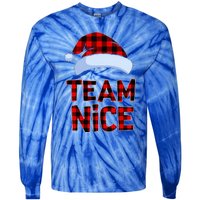 Team Nice Santa Red Plaid Claus Christmas Pajama For Family  Tie-Dye Long Sleeve Shirt