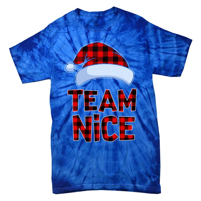 Team Nice Santa Red Plaid Claus Christmas Pajama For Family  Tie-Dye T-Shirt