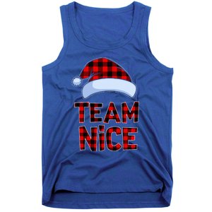 Team Nice Santa Red Plaid Claus Christmas Pajama For Family  Tank Top